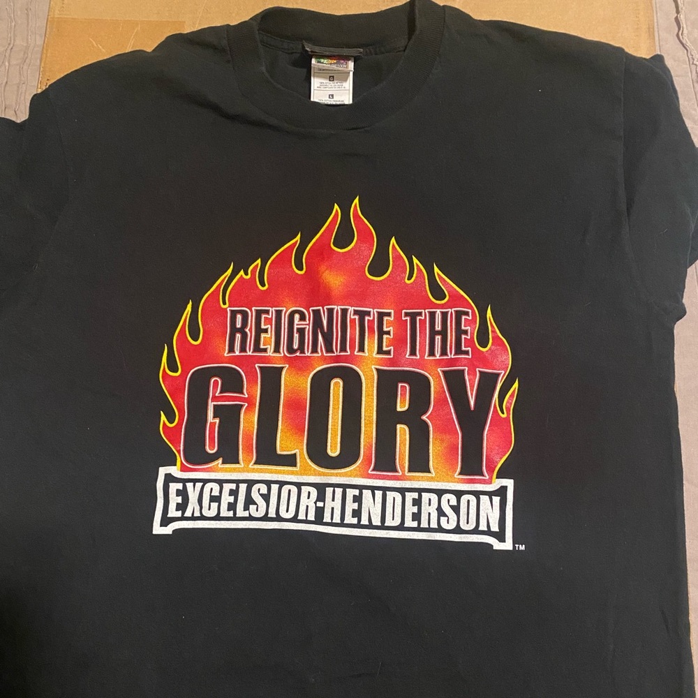 Excelsior Henderson Motorcycle Reignite The Glory T-Shirt LARGE